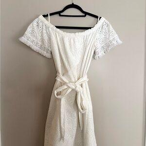 Lilly Pulitzer White Eyelet Off-Shoulder Midi Dress